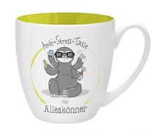 Gruss & Co 45513 Anti-Stress Tasse für Alleskönner, 45 cl, Geschenk, New Bone China, Gelb, 9.5 cm
