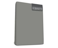 Bed-Fashion Dormisette Elastan Topper-Spannbettlaken, Mako-Satin, grau, Doppelbett, 160 x 200 cm