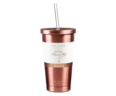 Ted Baker Tumbler und Stroh 480 ml, Edelstahl, Rose Gold, 10,1 x 10,1 x 17,8 cm