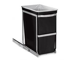 simplehuman 30 Liter, ausziehbarer Abfalleimer, Handelssorte, Plastik, Edelstahl, 45 x 24.8 x 48.5 cm