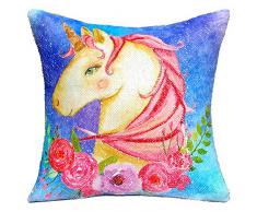 ICOSY Einhorn Meerjungfrau Kissenbezug Magic Wende-Pailletten-Kissenbezug Einhorn Kissen Wende-Pailletten Deko Kissenbezug 40x40 cm Blue Unicorn/Silver