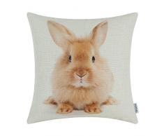 CaliTime Leinwand Dekokissen Hülle für Couch Sofa Dekoration Tiere Theme Druck 45 cm x 45 cm Kaninchen