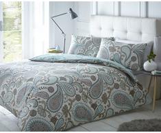 Sleepdown Paisley Teal Bettwäsche-Set für Einzelbetten, Baumwolle, blaugrün