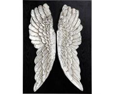 Kare Wandschmuck Wings, 32820, Moderne, große Wanddekoration Engelsflügel im Vintage Design, Silber (H/B/T) 110x80x13cm
