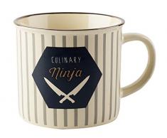 CREATIVE TOPS Fake Til You Make It Bedruckter Gestreifter Kaffeebecher aus Keramik, 450 ml (16 Flüssigunzen), One Size