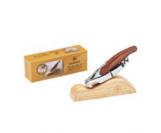 LAGUIOLE - Sommelier Doppelhebel - Edelstahl - Holzgriff - Holzpräsentationshalter - Messer mit Korkenzieher, Kapselschnitt & Flaschenöffnerfunktionen - Geschenkbox - Metall, Pakkaholz - Braun