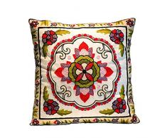 MeMoreCool Kissenbezug, exotischer Stil, Baumwolle, aufwändig bestickt, indisch,für Sofakissen, Zierkissen, 45,7 x 45,7 cm Stil 14
