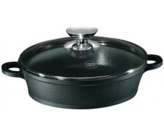 Berndes Schmorkasserolle mit Glasdeckel, Aluguss, schwarz, 24 cm