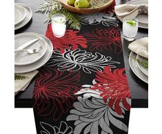 T&H XHome Tischläufer aus strapazierfähigem Stoff, rustikales Holz, Texas-Sterne, waschbar, Leinen, Tischläufer für Zuhause/Küche/Esstisch/Innen- und Außendekoration Modern 14x72in=36x183cm Floral-014