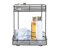 iDesign Vienna Badregal, praktischer Korb aus Metall mit zwei Etagen zur Kosmetikaufbewahrung oder für Shampooflaschen, mattschwarz