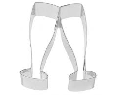 Kaiser Plätzchen Ausstecher Sektgläser, Hochzeit, Edelstahl, Ausstechform für Kekse, 8 x 7 x 2,5 cm