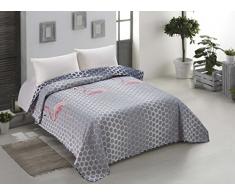 AmeliaHome 00431 Tagesdecke 170x210 cm stahl rosa Bettüberwurf zweiseitig Steppung pflegeleicht grau graphit anthrazit Flamingo
