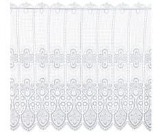 Plauener Spitze by Modespitze, Store Bistro Gardine Scheibengardine mit Stangendurchzug, hochwertige Stickerei, Höhe 62 cm, Breite 112 cm, Weiß