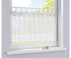 Bistrogardine Scheibengardine Voile Gardine Ösen mit Bordüre Vorhang Küche Gardinenstange 50x160 (HxB) Weiß, 610710ep