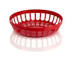 Kimmel Brötchenkorb Obstkorb Servierkörbchen Obstschale Brotschale Mehrweg bruchsicher stapelbar, Kunststoff, Rot