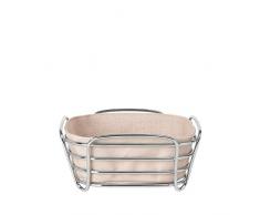 Blomus 63754 DELARA Brotkorb, Rose Dust, Stahl verchromt, Baumwolle, H 9.5 cm, B 20 cm, T 20 cm