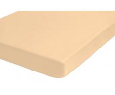 biberna Jersey-Elastic Boxspring-Topper Spannbetttuch, ca. 90/190 cm bis 100/200 cm, mit ÖkoTex100 - geeignet für Matratzenhöhen von 8 cm bis 10 cm, Farbe: Beige
