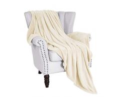 Exclusivo Mezcla Luxus Oversize Flanell Samt Plüsch Überwurf Decke – 127 x 177,8 cm (Forest grün), Polyester-Mischgewebe, elfenbeinfarben, L