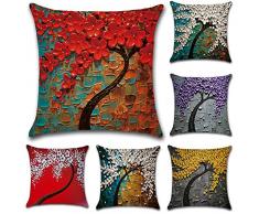 Jotom Kissenbezug aus Baumwoll-Leinen, quadratisch, 45 x 45 cm, Set mit 6 Stück, baum, 45 x 45 Centimeters