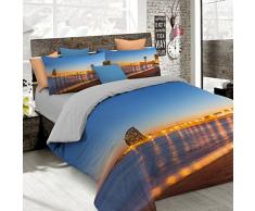 Italian Bed Linen Bettwäsche mit Digitaldruck, Gesamt-Abdeckung auf Bettbezug und Kissenbezügen, Doppelbettgröße, 100% Baumwolle 250x200x1 cm Multicolore (Sec21)