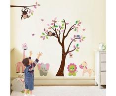 Walplus Wand Sticker Pink Giraffe Abnehmbare Selbstklebend Wandkunst Aufkleber Vinyl Heim Dekoration DIY Wohnzimmer Schlafzimmer Büro Dekor Tapete Kinderzimmer Geschenk, Mehrfarbig