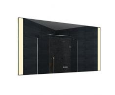 Lux-aqua Design Badezimmerspiegel mit Dimmer, Warm und Kaltweis und Touchschalter 140 x 70 cm MLO140L70H, Glas, Silber, 1400x700x35mm