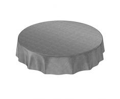 ANRO Wachstuchtischdecke Wachstuch Wachstischdecke Tischdecke Wachstuchdecke Anthrazit Leinenoptik Rund 120cm, Schnittkante