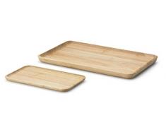 Continenta rechteckige Brotzeitplatte aus Gummibaumholz, Servierschale, Serviertablett mit erhöhtem Rand, Größe: 22 x 13 x 1,2 cm, 1 Stück