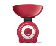SALTER mechanische Küchenwaage in Kugeloptik, Schnelle und genaue Messergebnisse, Kochen und Backen, Gut lesbare Anzeige, Keine Knöpfe/Batterien, Spülmaschinenfeste Schüssel, rot