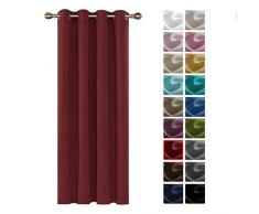 Deconovo Gardinen Blickdicht Wohnzimmer Verdunkelungsvorhang mit Ösen, Stoff, Rot, 245x140