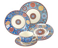 Creatable, 19719, Serie Sumaya Blue, 30 teilig Kombiservice, Porzellan, Mehrfarbig, 40 x 32.5 x 32.5 cm, Einheiten