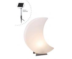 8 seasons design - Designer Solarleuchte Mond Shining Moon (60 cm groß, LED Gartendeko, warmweiß, Solar-Modul, Lichtsensor, Sockel, UV-beständig, IP44, Außendekoration, Outdoorbeleuchtung) weiß