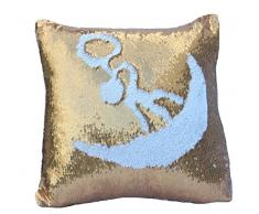 Snug Star zweifarbiger dekorativer Kissenbezug quadratisch Pailletten Überwurf Meerjungfrau Pailletten Kissenbezüge 40,6 x 40,6 cm für Home Decor Party/Sofa/Bett, Pailletten, Gold und Weiß, M