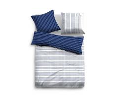 TOM TAILOR 0069835 Satin Bettwäsche Garnitur mit Kopfkissenbezug (Baumwolle) 1x 155x220 cm + 1x 80x80 cm, Indigoblau