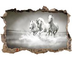 Pixxprint 3D_WD_S2564_62x42 WeiÃe epische Pferde Wanddurchbruch 3D Wandtattoo, Vinyl, bunt, 62 x 42 x 0,02 cm