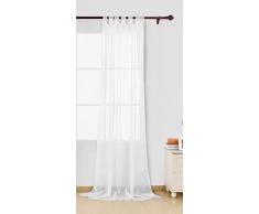 Deconovo Voile Vorhänge, Gardinen mit Schlaufen, Weiß, 245x140