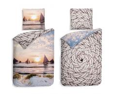 Heckett Lane Mako-Satin Wendebettwäsche Dylan 135x200 (80x80) Sunset Natural