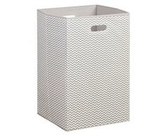 InterDesign 05201EU Chevron Zusammenfaltbarer Wäschekorb mit Griffen - taupe/Natur, Polypropylene, Taupe/Natural, 36,2 x 36,2 x 57,7 cm
