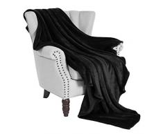 Exclusivo Mezcla Große Flanell-Samt Decke und Bettdecke - Verschiedene Größen und Farben Traditionell Throw(50x70) schwarz