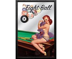 empireposter Las Vegas Casino - Eight Ball - 20x30 cm bedruckter Spiegel im Kunststoff Rahmen