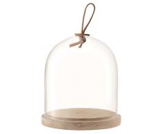 LSA International Lagen Hardshell Doppeljacke Ivalo Dome mit Tablett aus Eschenholz, transparent, farblos, 15.5 cm