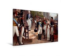 Calvendo Premium Textil-Leinwand 120 cm x 80 cm Quer, Königin Luise und Napoleon 1807 in Tilsit | Wandbild, Bild auf Keilrahmen, Fertigbild auf Echter Leinwand, Leinwanddruck Menschen Menschen
