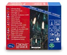 Konstsmide 6004-100 LED Minilichterkette / für Außen (IP44) / 24V Außentrafo / 40 warm weiße Dioden / grünes Kabel