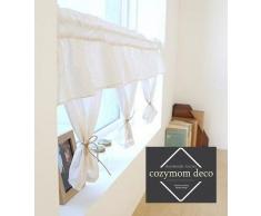 Handgefertigt Natürliche Baumwolle Cafe Gardine, Küche Volants, europäische ländlichen Fashion Fenster Vorhang für Home, einem Stück 50 (W) X110 (L) cm-ivory
