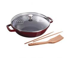 STAUB Wok 30 cm, Gusseisen, Induktionsgeeignet, Grenadine