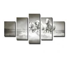 Visario 5549 Bilder und Kunstdrucke auf Leinwand Bild 160 x 80 cm, Pferde fünfteilig