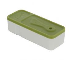 Trudeau Maison Fuel „Snack & Dip to go“ Snackbehälter mit Dipfach und Streichmesser, 206 ml, Grün