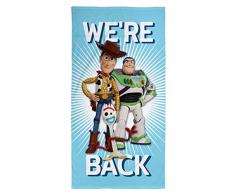 Disney Toy Story Offizielles 4 Woody, Buzz Light Year, Gabelhandtuch, 100% Baumwolle, perfekt für Zuhause, Strand und Schwimmbad, 140 x 70 cm, Blau