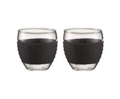 Bodum PAVINA 2-teiliges Gläser-Set (Rutschfester, farbiger Silikonring, 0,1 liters) schwarz