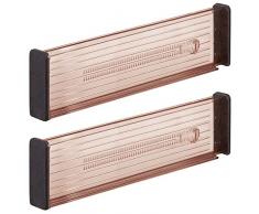 mDesign 2er-Set Verstellbarer Schubladeneinsatz – praktischer Schubladen Organizer für Küchenschränke – Flexibler Schubladenteiler aus Kunststoff – Sandfarben/schwarz